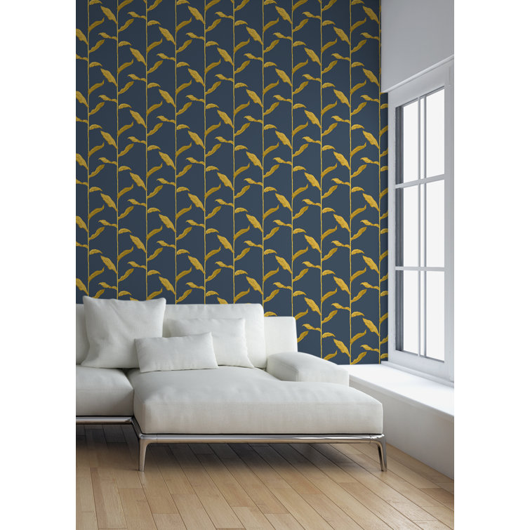 Mitchell Black Nomad Stalks 10' L x 25" W Peel and Stick Wallpaper Tile